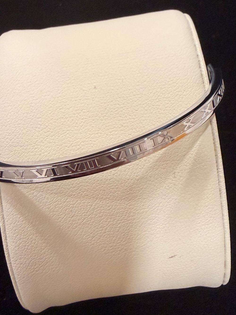 Roman Numeral Silver Bangle Bracelet